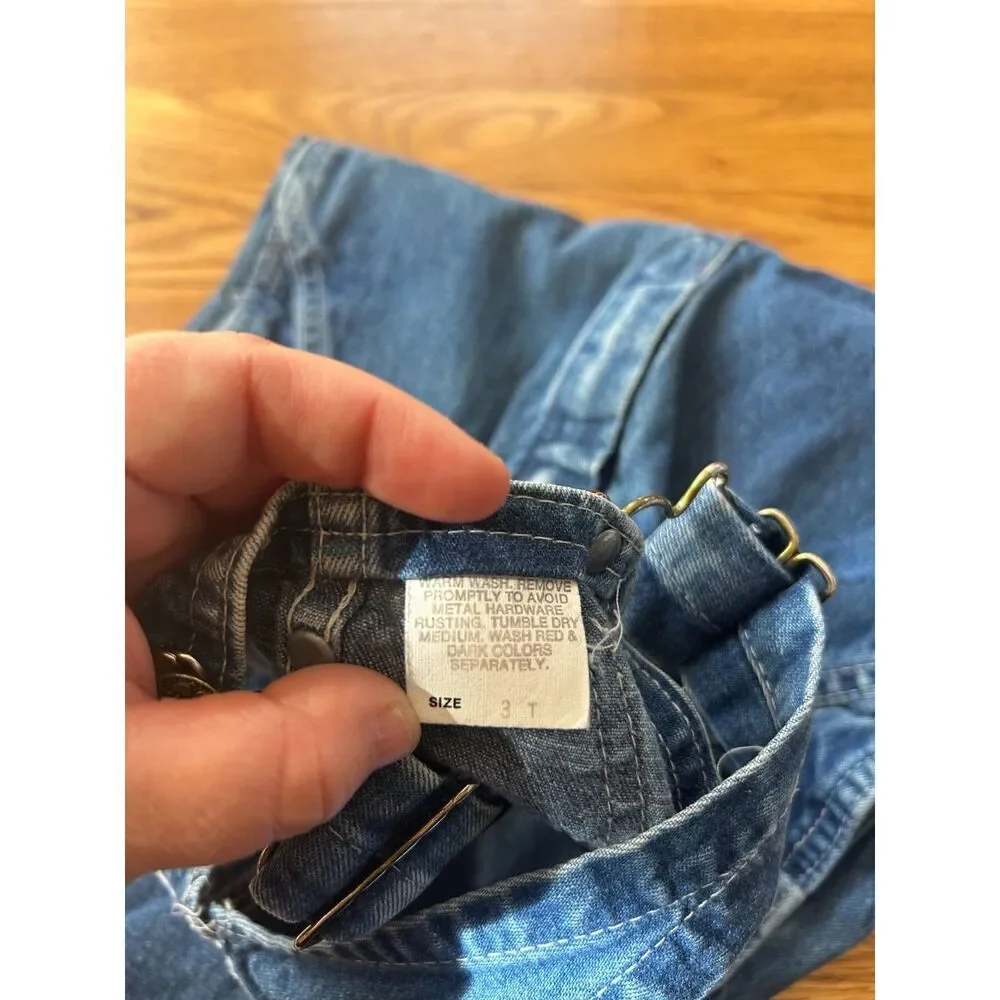 VTG OshKosh B'Gosh Vestbak Jean Overalls Toddler 3T Snap Denim USA Distressed